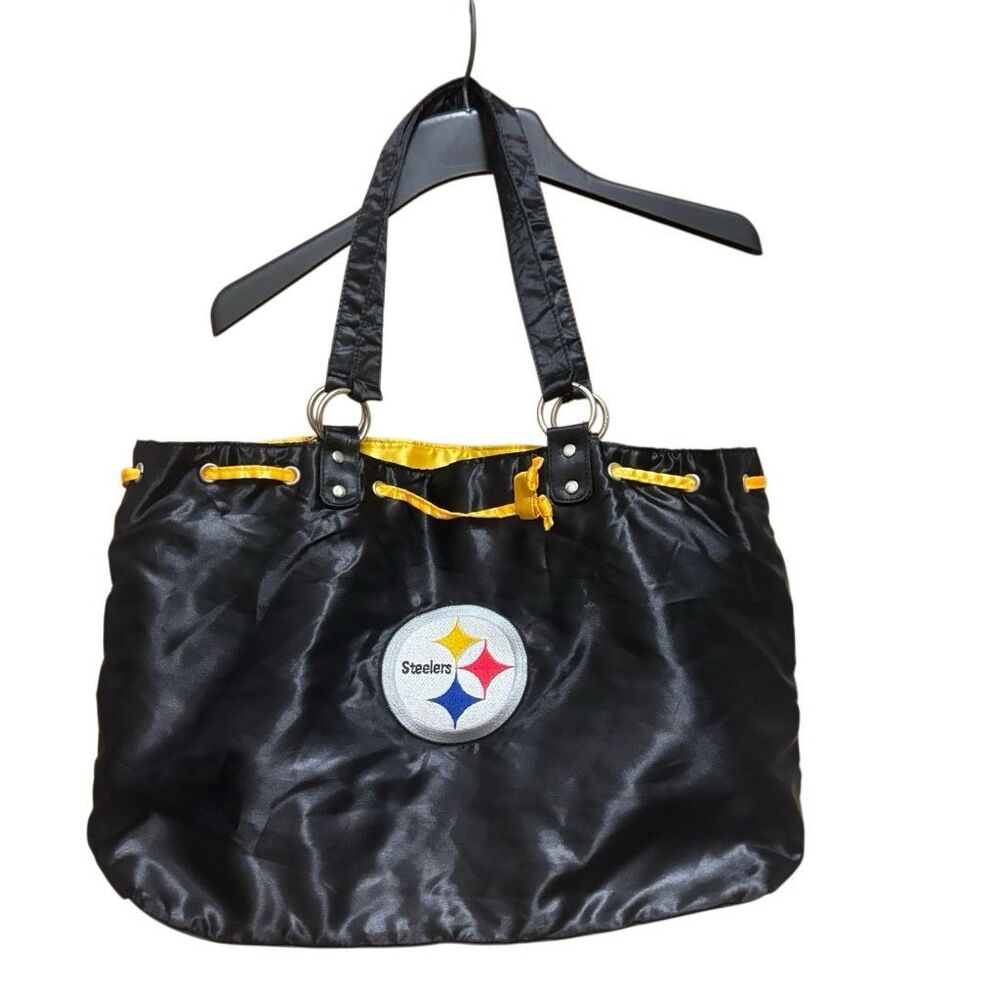 Pittsburgh Steelers NFL Purse Tote Bag MVF Little Earth 18x12 Black Gold Cinch⁠